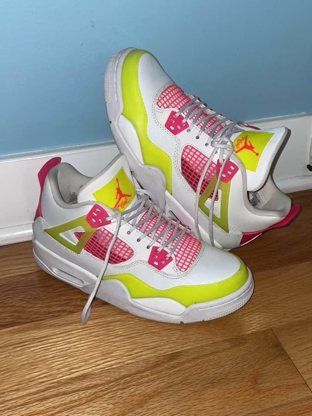 Jordan Kids' Sneakers in White, Pink & Neon Yellow